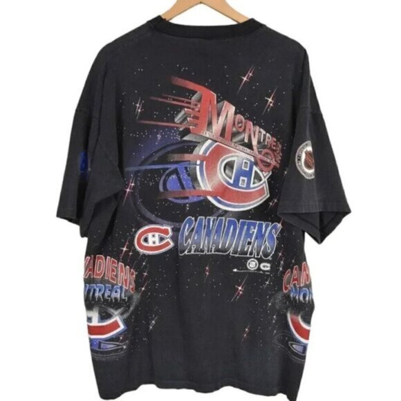 Vintage Montreal Canadians NHL Hockey T-Shirt 1994 All Over Print Size XL - Picture 2 of 12